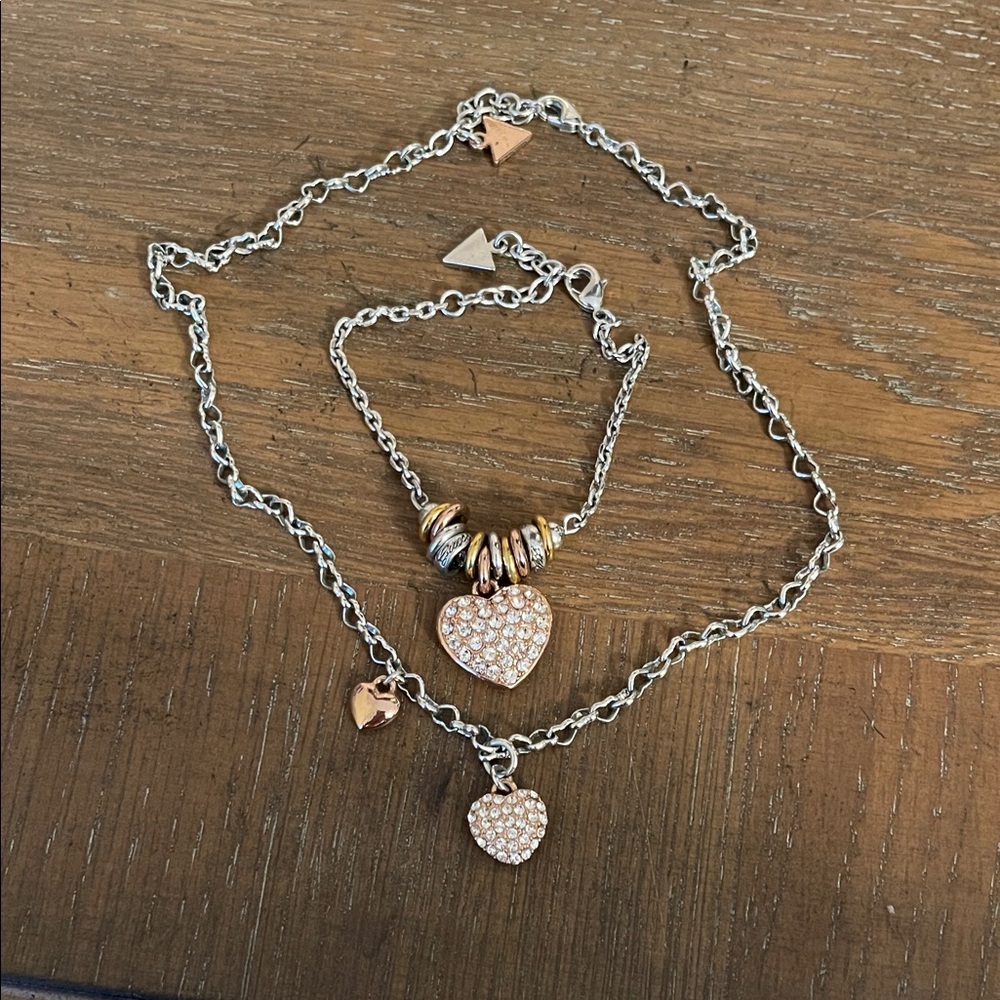 Elegant Heart Necklace & Bracelet